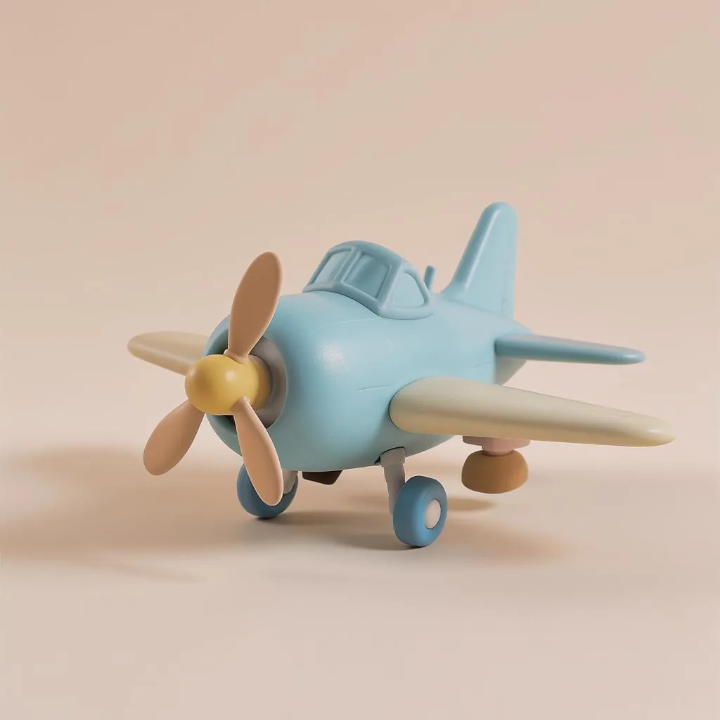 Classic Toy Render style - soft pastel colors and smooth textures create a playful, nostalgic depiction of a toy airplane.