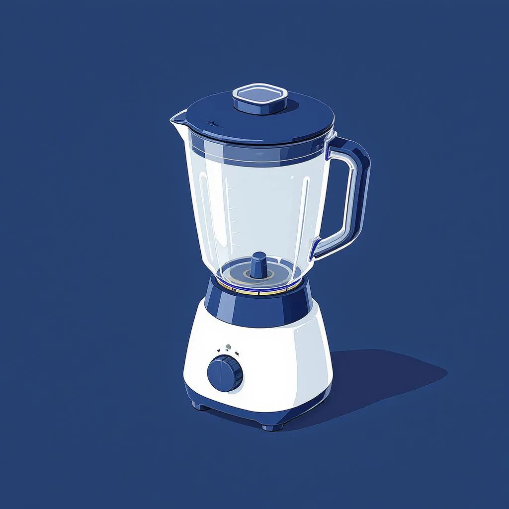 Minimal Object Render style - clean, flat illustration of a blender with bold colors and simple geometric shapes against a solid background.