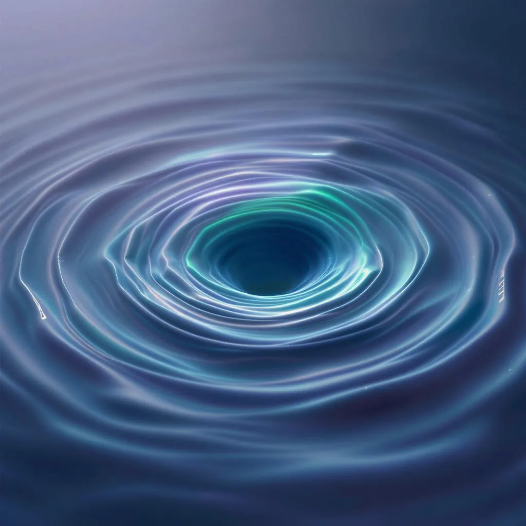 Resonant Field style - ethereal ripples in water create a calming, fluid composition with soft gradients and subtle light reflections.